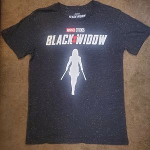 Marvel Studios Black Widow Mad Engine T-Shirt Comic-Con, Black Speckled